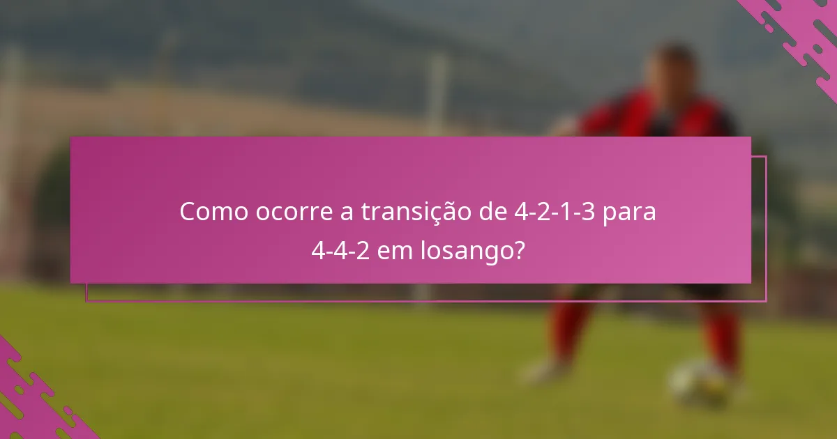 Como ocorre a transição de 4-2-1-3 para 4-4-2 em losango?