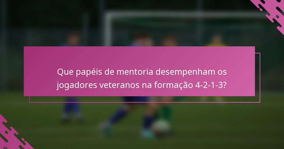Que papéis de mentoria desempenham os jogadores veteranos na formação 4-2-1-3?